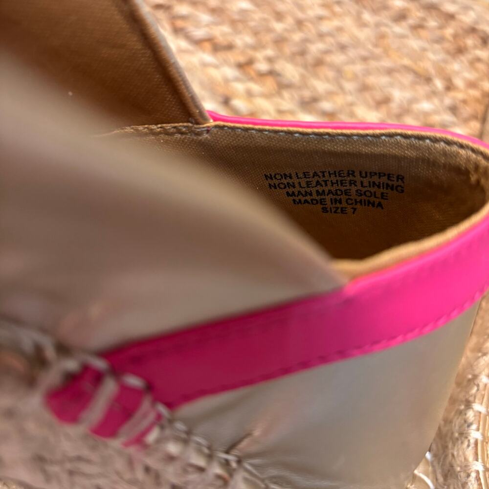 Michelle McDowell Gold Pink Mave Metallic Platform Espadrille Flats Sz7 - Picture 5 of 6